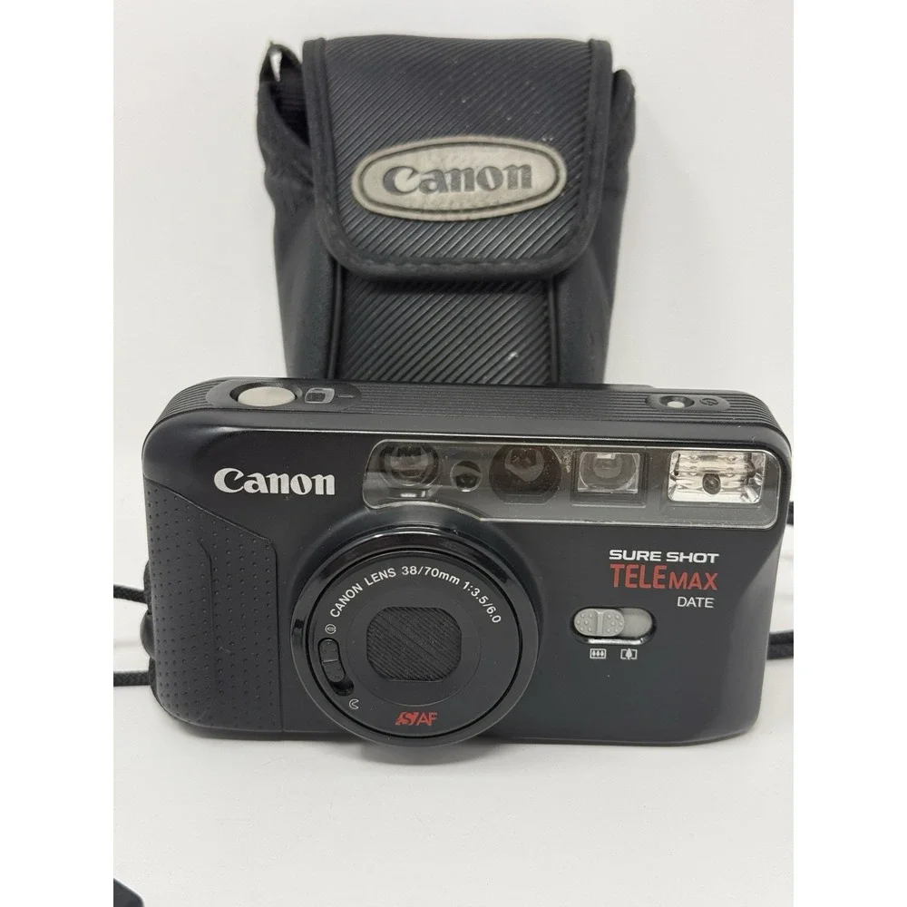 Canon Sure Shot Telemax Date 35mm Film Camera Tested Working New Battery & Case.